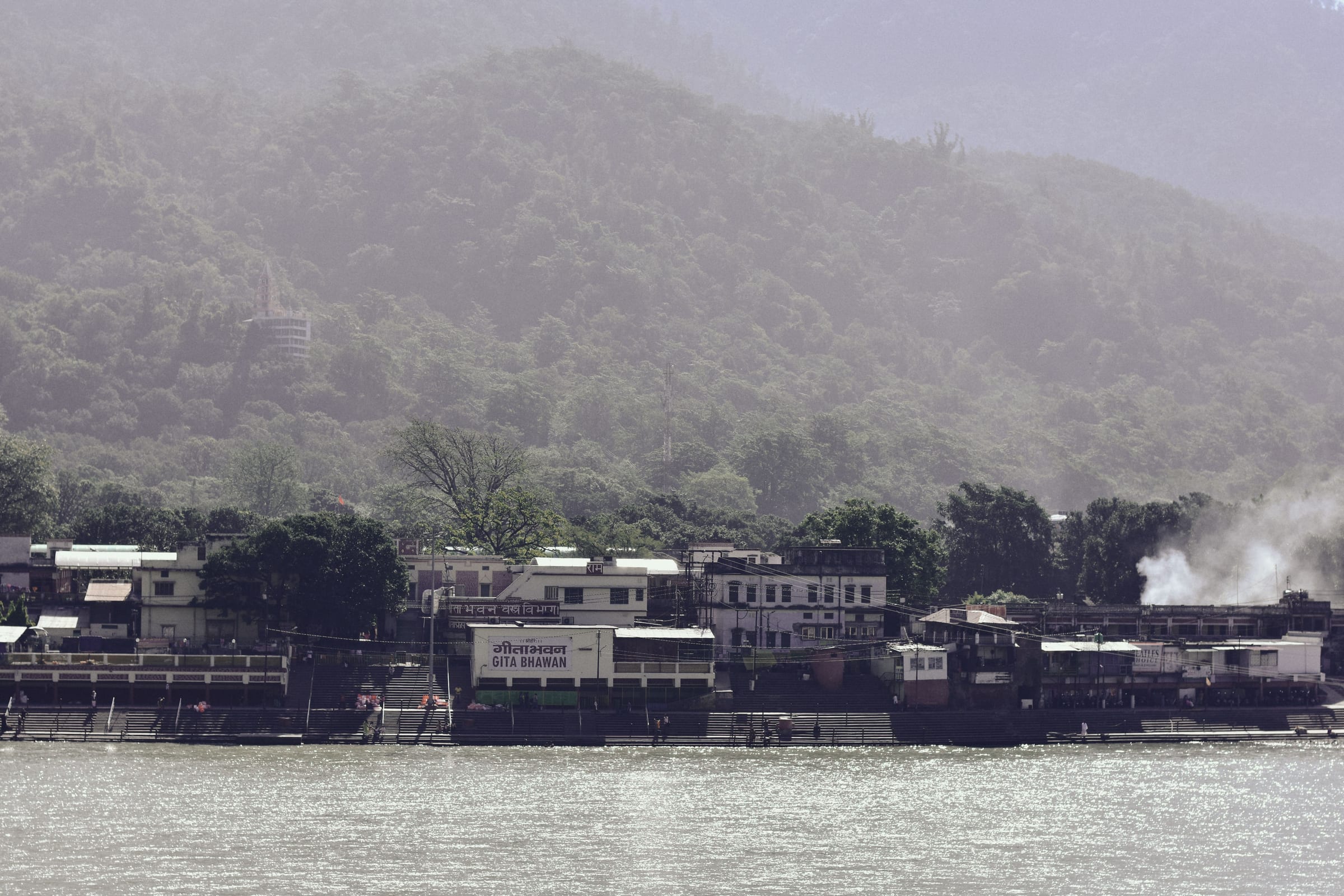 Yoga ashrams of Rishikesh on the Ganges