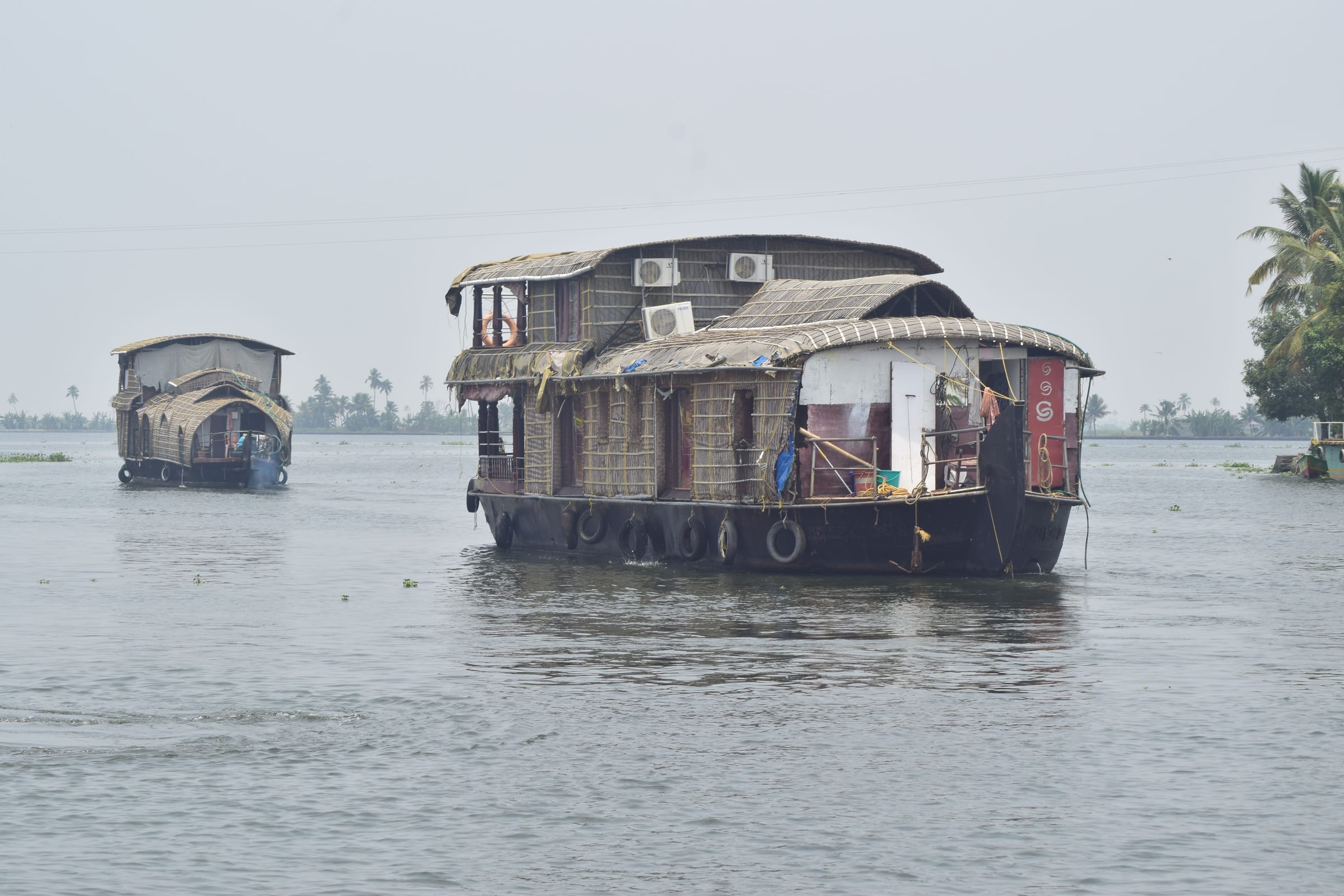 Houseboat drifting through Kerala's backwaters